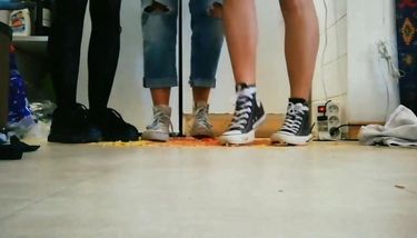 3 girls crush food with converse TNAFlix Porn Videos
