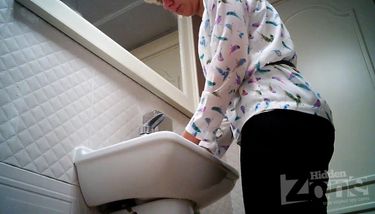 Peeing In Toilet - Women pee in public toilet 2564 TNAFlix Porn Videos