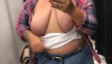 Bitch Fat Tits - fat bitch in fitting room showing off her big tits TNAFlix Porn Videos