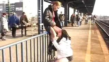 375px x 214px - Piss: Lesbian mouthpissing at a public trainstation TNAFlix Porn Videos