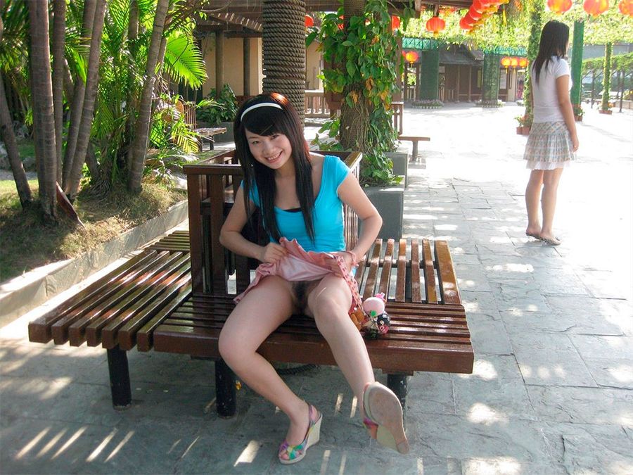 Busty asian outdoor upskirt
